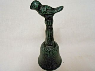 Vintage Cast Iron Bell With Bird Patina