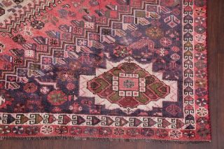 Antique Tribal Animal Pictorial Pink Abadeh Area Rug Worn Hand - Knotted Wool 6x10