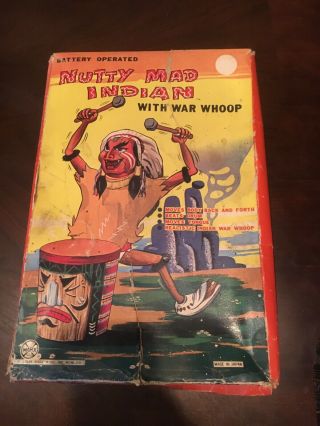 Vintage Marx Nutty Mad Indian War Whoop Battery Operated Tin Litho Toy