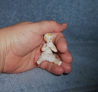 Antique Vintage German Porcelain Dresden? Doll House Dollhouse Baby Holding Cup 3
