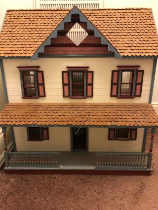 Vintage 1/12 Scale Wooden Dollhouse,  Detailed W/ Electrical