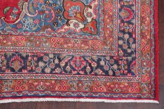 Vintage Traditional Floral Red/blue Worn Pile Area Rug Hand - Knotted Wool 7 