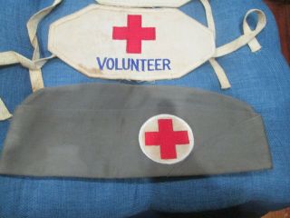 2 Wwi Era Red Cross Volunteer Armband And Cap Or Hat
