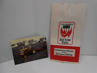 Vintage Minneapolis Moline Hot Line Parts Bag & Post Card