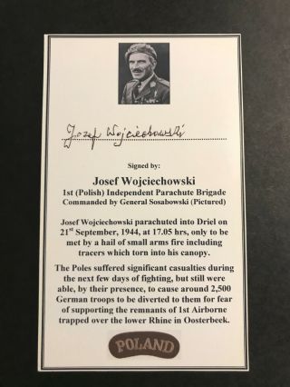 Card Signed Józef Wojciechowski 1st Polish Para Brigade Battle Of Arnhem
