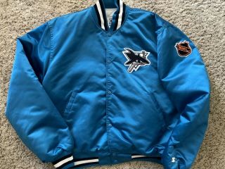 Vintage San Jose Sharks Center Ice Starter Jacket Size Xl