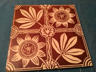 Vintage Antique Maw Ceramic Tile Aesthetic Movement 6 Inch
