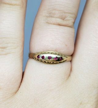 Vintage 14k Yellow Gold 585 Ruby Dainty Navette Ring Sz 8.  25