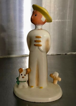 Royal Dux Czechoslovakia Adorable Little Boy & Dog Figurine 5 1/2 " Tall