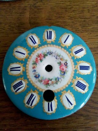 Antique French Chime Clock Dial (blue In Colour) 8 Cm