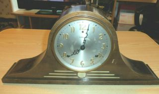 Vintage Gilbert Mantel Chime Clock With Key - Art Deco - Needs Pendulum Ball