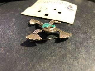 Vintage Maisel ' s Turquoise & Sterling Silver Frog Brooch Pin 3