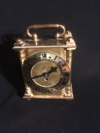 Vintage Smiths Ornate Etched Brass Carriage Clock With Key