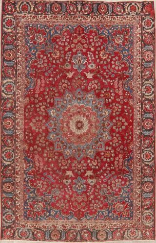 Antique Floral Oriental Wool Area Rug Hand - Knotted Traditional Red Carpet 5 X 9