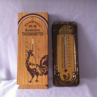 Vintage Farmers’ Almanac Embossed Metal Rooster Thermometer