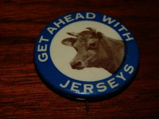 Antique Elsie The Cow Borden’s Get Ahead With Jerseys Pin Back Button