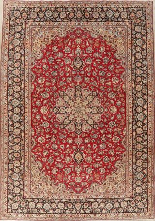Vintage Traditional Floral RED Living Room Area Rug Hand - Knotted Carpet 10 ' x13 ' 2