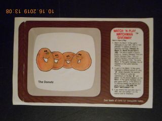 1983 The Donutz Cereal Premium Watch N Play Sony Watchman Giveaway General Mills