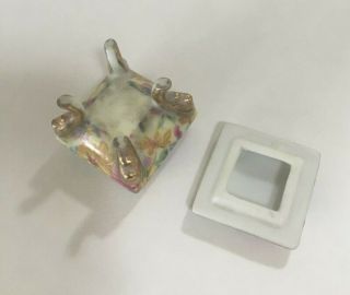 Square Porcelain Trinket Box with legs,  1 1/2 