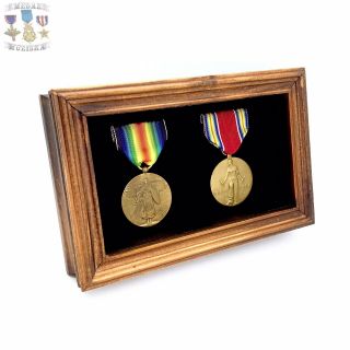 World War I & Ii U.  S.  Victory Medal Frame Set Back To Back World War Champs Ww1