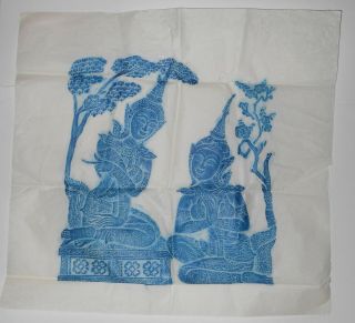 Thai Temple Rubbing Blue On Rice Paper