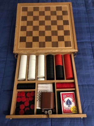 Vintage Marlboro Checkers - Badgamon - Poker Chips Set - Wood Case