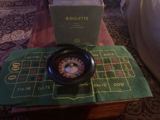 Vintage Bakelite Roulette Wheel And Felt “table” Great