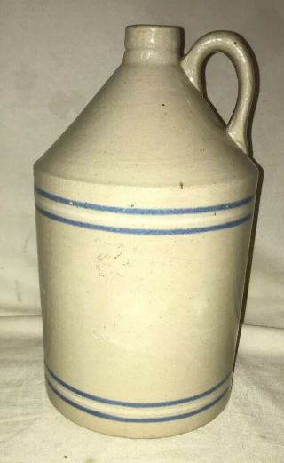 Antique Vtg Stoneware Jug R.  C.  P Co Akron Handle Glazed Pottery Crock 3