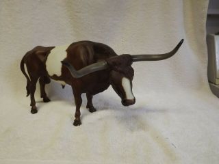 Breyer Vintage 370 Texas Long Horn Bull Liver Chestnut Pinto