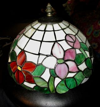 Leaded Slag,  Stained Glass Lamp Shade Tiffany Style Floral Flowers Take A L@@k