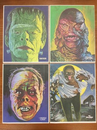 Set 4 Rare 1975 Universal City Studios Apc Glow - In - The - Dark Monster Print