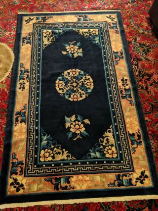 3x5 Antique Art Deco Chinese Rug Hand Knotted Wool Nichols