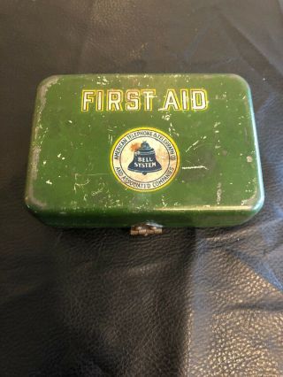 Vintage 50s American Telephone & Telegraph First Aid Kit Tin Box Sign