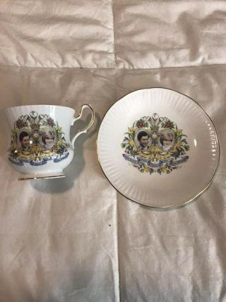 Queens Fine Bone China Princess Diana & Prince Charles Tea Cup &saucer Rosina