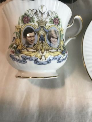 Queens Fine Bone China Princess Diana & Prince Charles Tea Cup &Saucer Rosina 2