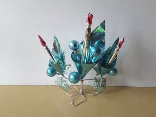 Vintage Christmas Xmas Glass Balls Blue Candles Decorations
