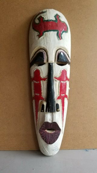 Hand Made Wooden African Mask 20 " Tall
