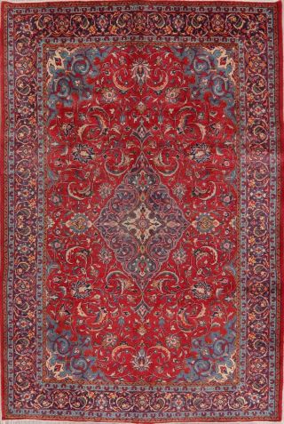 Vintage Floral Traditional Oriental Red Area Rug Wool Hand - Knotted Carpet 8x11