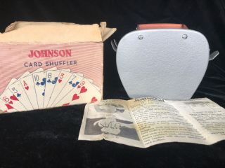 Vintage Nestor Johnson Playing Card Shuffler Metal With Wood Handles Orig.  Box
