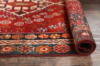Geometric Tribal Abadeh Kashkoli Red Area Rug Hand - Knotted Oriental Wool 4 