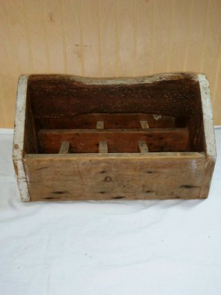 Old Vtg Antique Wood Tool Box Tote Carrier Holder Carpentry Handle