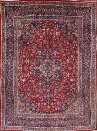 9x13 Red Kashmar Vintage Traditional Wool Persian Rug Hand Knotted Oriental Rugs