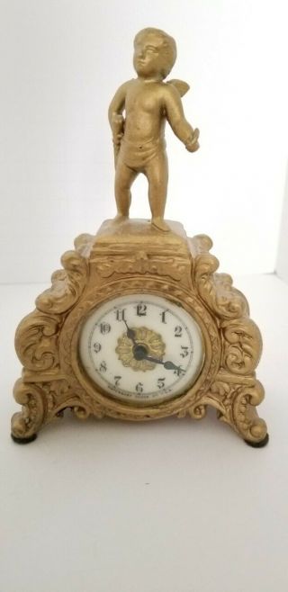 Antique Waterbury Clock Co.  " Cupid " Clock " 5 3/4 " Tall Pat.  Jan 13,  1891