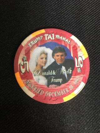 $5 Trump Taj Mahal Casino Chip Donald Trump & Marla Maples Wedding 12/20/93