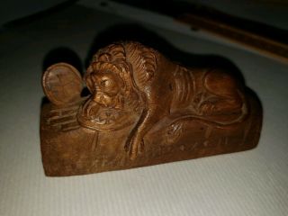 Vintage Hand Carved Wooden " Lion Of Lucerne " Figurine Swiss Carving 4 "