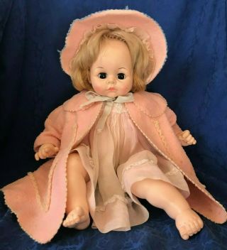 Vintage 1965 Madame Alexander Pussycat Baby Doll Slippy Eyes Crier 18