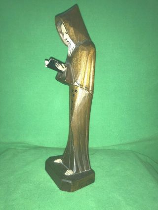 VTG Wood Carved Priest Monk Figure reading Bible Book /Anri Style 3