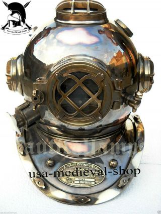 Antique Diving Divers Helmet Vintage Boston Mass Us Navy Mark V Diving Helmet