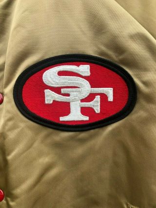 Vintage 80’s NFL San Francisco 49ers Chalk Line Satin Gold Jacket size Small 2