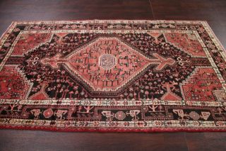 Vintage Geometric Tribal Hamedan Area Rug Hand - Knotted Oriental Wool Carpet 5x9